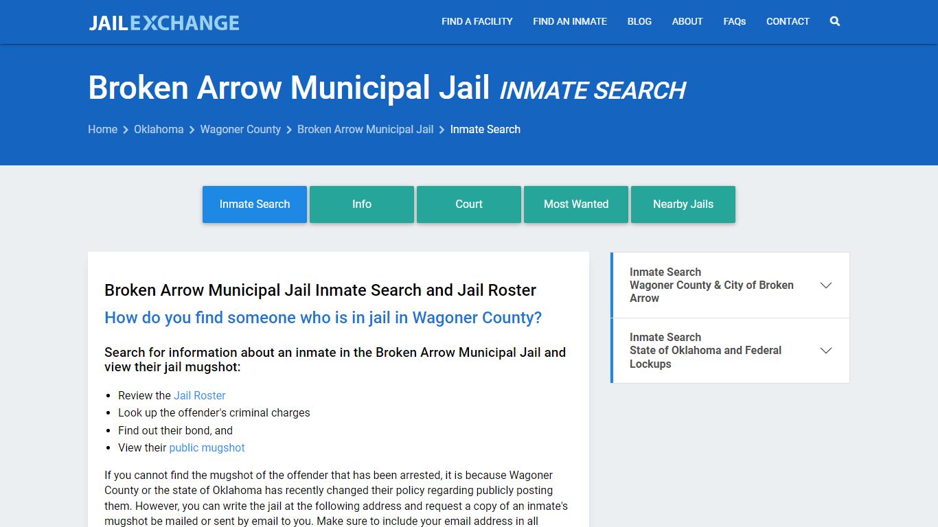 Broken Arrow Municipal Jail Inmate Search - Jail Exchange